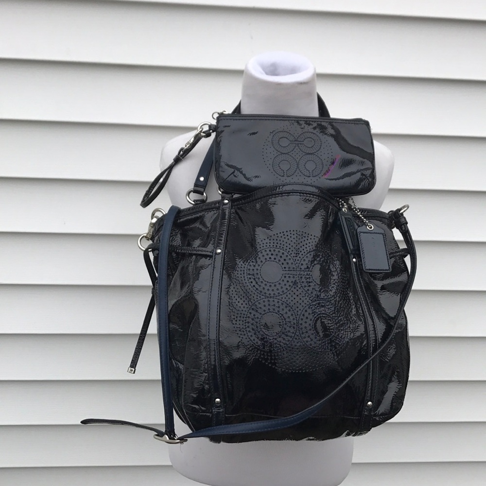 Coach Poppy tote and wristlet blue patent leather